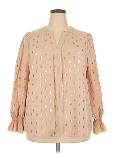 Pre-owned Shein Curve Long Sleeve Blouse In Tan