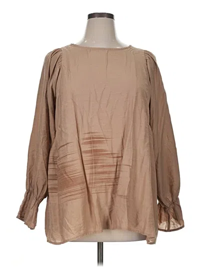 Pre-owned Shein Curve Long Sleeve Blouse In Tan