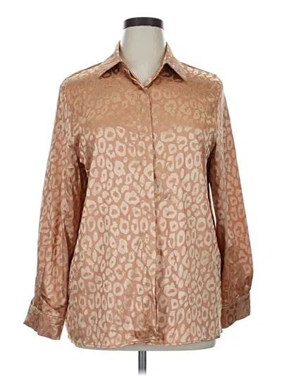 Pre-owned Shein Curve Long Sleeve Blouse In Tan