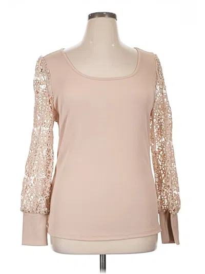 Pre-owned Shein Curve Long Sleeve Blouse In Tan