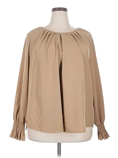 Pre-owned Shein Curve Long Sleeve Blouse In Tan