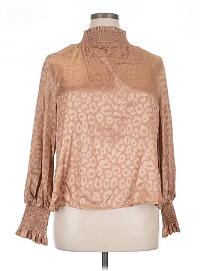Pre-owned Shein Curve Long Sleeve Blouse In Tan