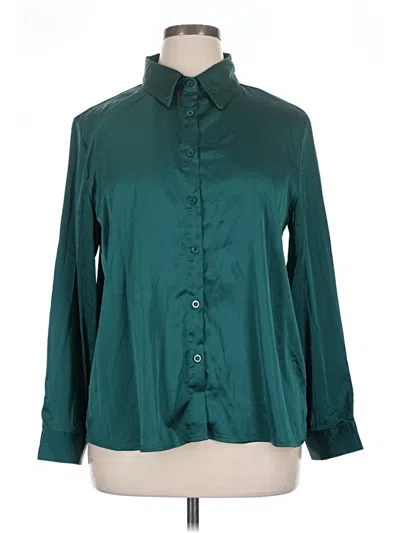 Pre-owned Shein Curve Long Sleeve Blouse In Teal