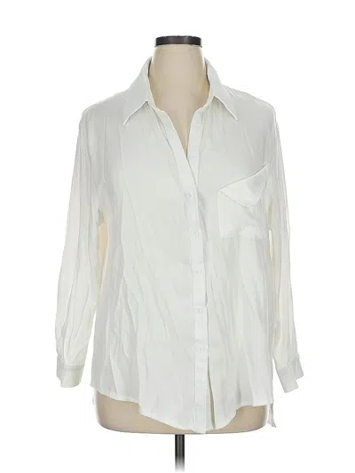 Pre-owned Shein Curve Long Sleeve Blouse In White