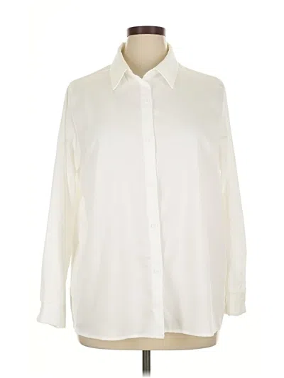 Pre-owned Shein Curve Long Sleeve Blouse In White