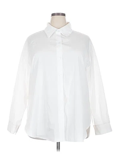 Pre-owned Shein Curve Long Sleeve Blouse In White