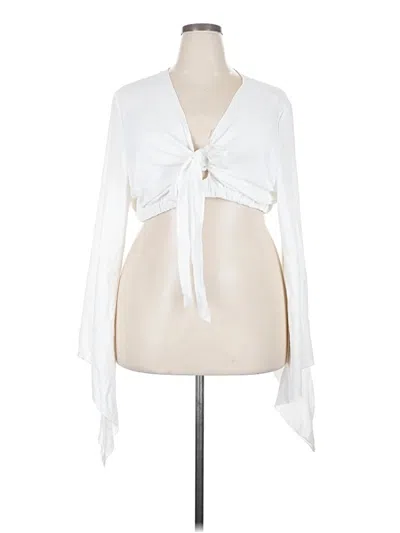 Pre-owned Shein Curve Long Sleeve Blouse In White