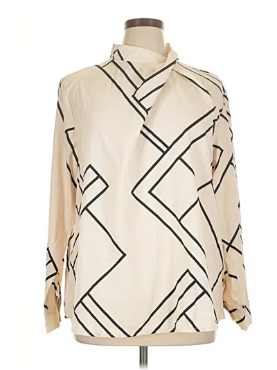 Pre-owned Shein Curve Long Sleeve Blouse In White