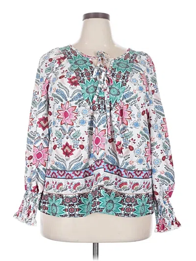 Pre-owned Shein Curve Long Sleeve Blouse In White