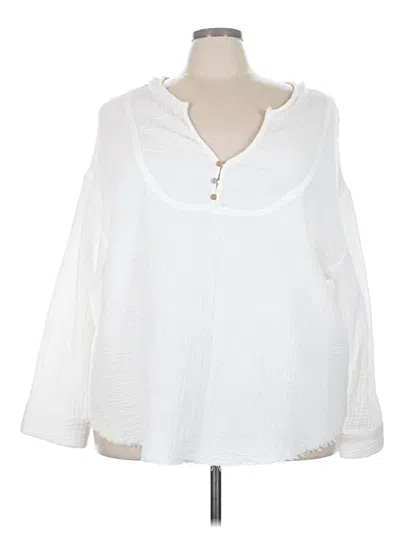 Pre-owned Shein Curve Long Sleeve Blouse In White