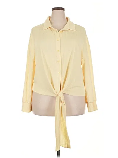 Pre-owned Shein Curve Long Sleeve Blouse In Yellow
