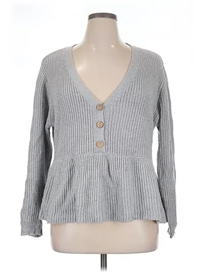 Pre-owned Shein Curve Long Sleeve Henley Shirt In Gray