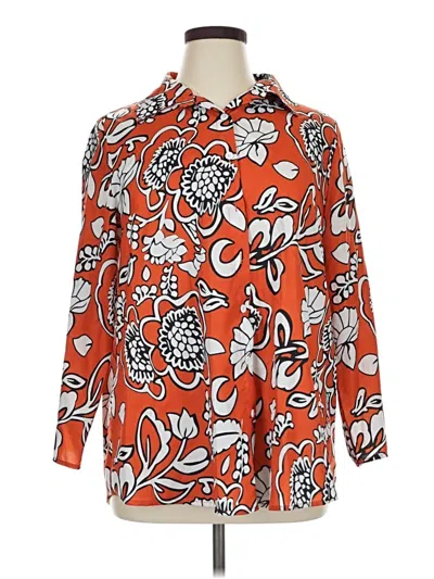 Pre-owned Shein Curve Long Sleeve Polo Shirt In Orange