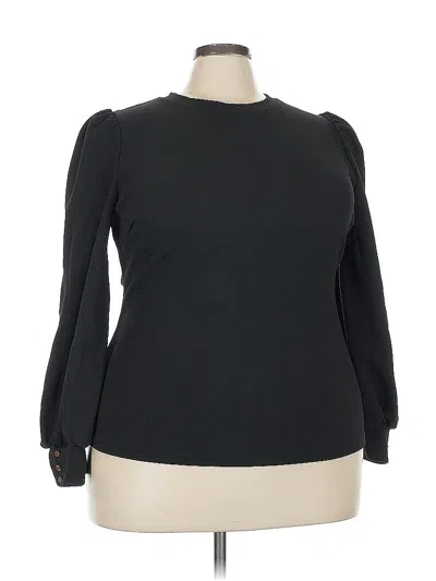 Pre-owned Shein Curve Long Sleeve Top Black Keyhole Neckline Tops