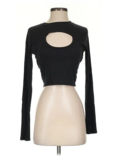 Pre-owned Shein Curve Long Sleeve Top Black Keyhole Neckline Tops