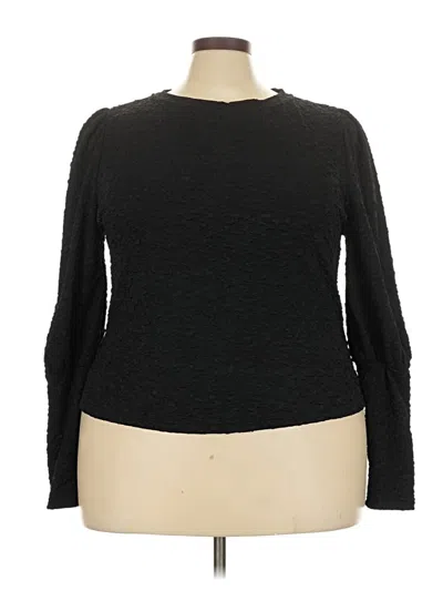 Pre-owned Shein Curve Long Sleeve Top Black Keyhole Neckline Tops