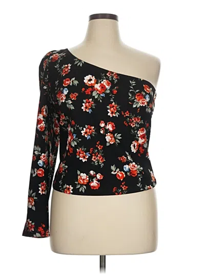 Pre-owned Shein Curve Long Sleeve Top Black One Shoulder Neckline Tops