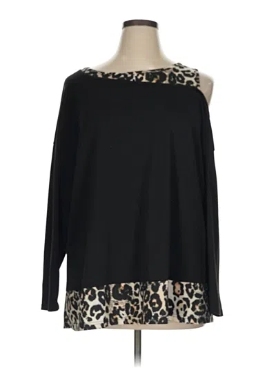 Pre-owned Shein Curve Long Sleeve Top Black One Shoulder Neckline Tops