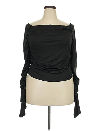 Pre-owned Shein Curve Long Sleeve Top Black One Shoulder Neckline Tops