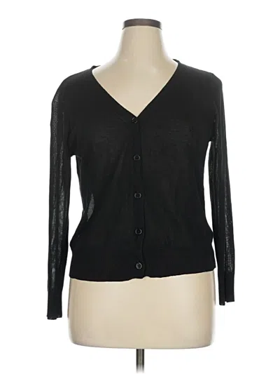 Pre-owned Shein Curve Long Sleeve Top Black Plunge Neckline Tops