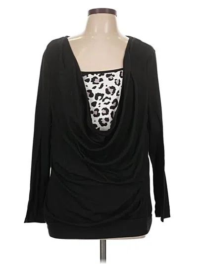 Pre-owned Shein Curve Long Sleeve Top Black Scoop Neck Tops
