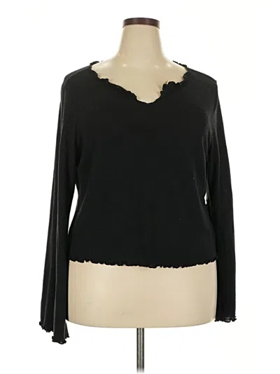 Pre-owned Shein Curve Long Sleeve Top Black Sweetheart Neckline Tops