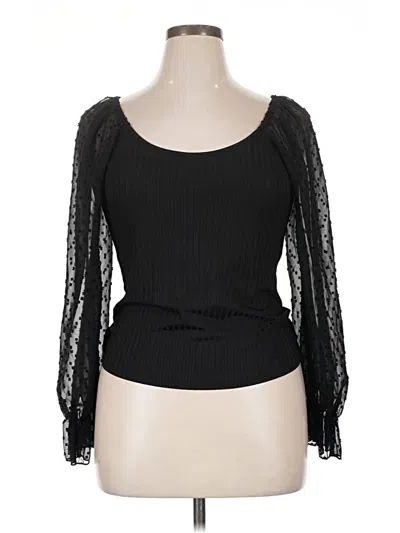 Pre-owned Shein Curve Long Sleeve Top Black Sweetheart Neckline Tops