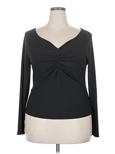 Pre-owned Shein Curve Long Sleeve Top Black Sweetheart Neckline Tops