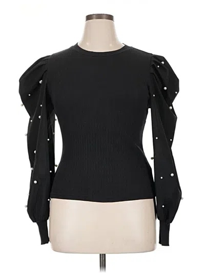 Pre-owned Shein Curve Long Sleeve Top Black Turtleneck Tops