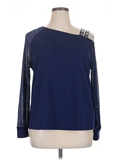 Pre-owned Shein Curve Long Sleeve Top Blue One Shoulder Neckline Tops
