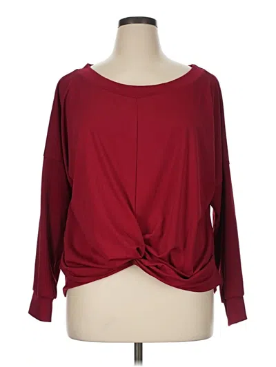 Pre-owned Shein Curve Long Sleeve Top Burgundy Boatneck Tops