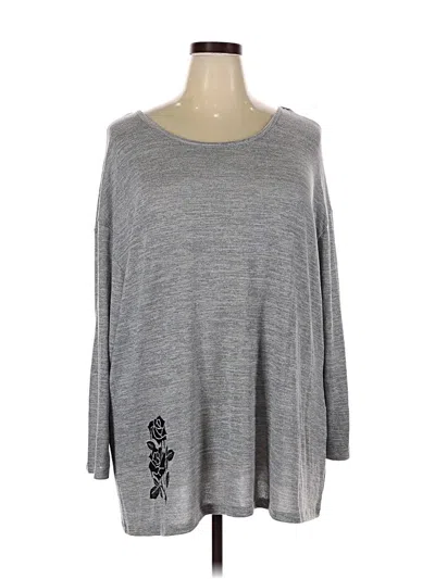 Pre-owned Shein Curve Long Sleeve Top Gray Boatneck Tops