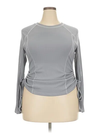 Pre-owned Shein Curve Long Sleeve Top Gray Mock Neckline Tops