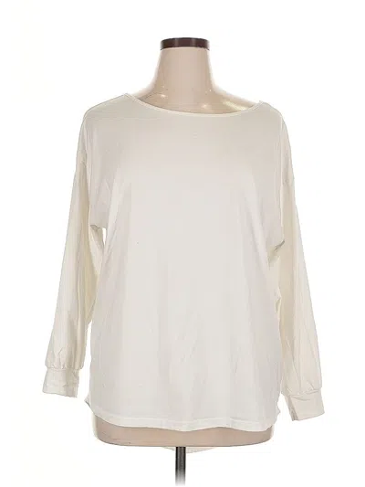 Pre-owned Shein Curve Long Sleeve Top Ivory Boatneck Tops In White