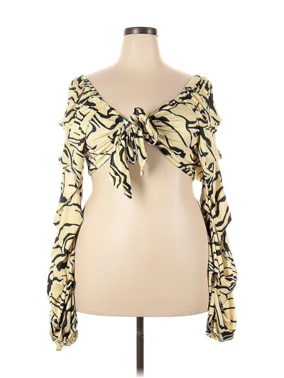 Pre-owned Shein Curve Long Sleeve Top Ivory One Shoulder Neckline Tops In White