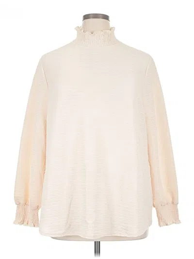 Pre-owned Shein Curve Long Sleeve Top Ivory Turtleneck Tops