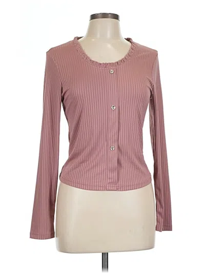Pre-owned Shein Curve Long Sleeve Top Pink Keyhole Neckline Tops