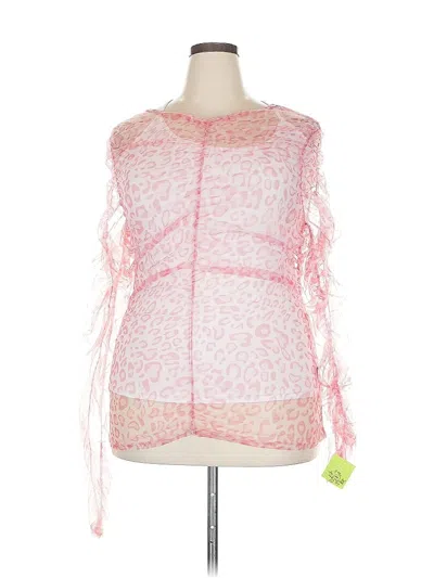 Pre-owned Shein Curve Long Sleeve Top Pink Square Neckline Tops