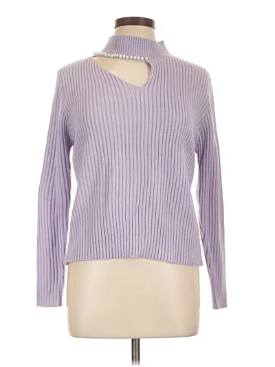 Pre-owned Shein Curve Long Sleeve Top Purple Keyhole Neckline Tops