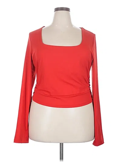 Pre-owned Shein Curve Long Sleeve Top Red Square Neckline Tops