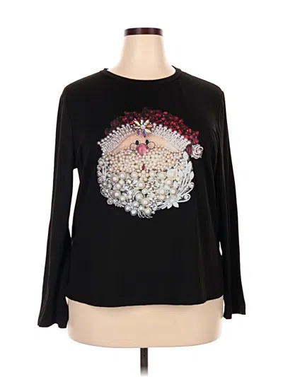 Pre-owned Shein Curve Long Sleeve T-shirt In Black