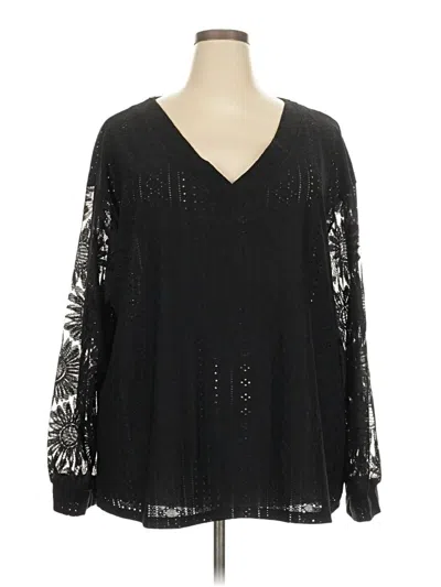 Pre-owned Shein Curve Long Sleeve T-shirt In Black