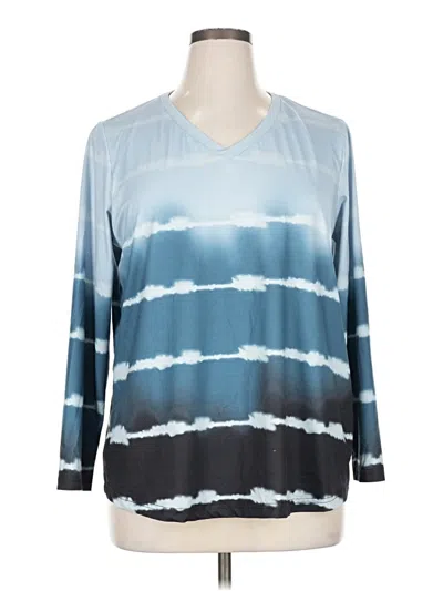 Pre-owned Shein Curve Long Sleeve T-shirt In Blue