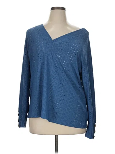Pre-owned Shein Curve Long Sleeve T-shirt In Blue