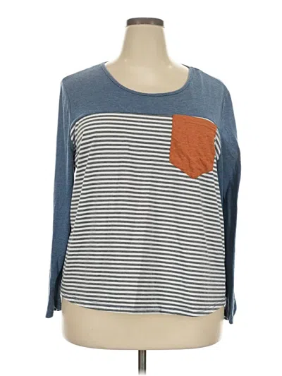 Pre-owned Shein Curve Long Sleeve T-shirt In Blue