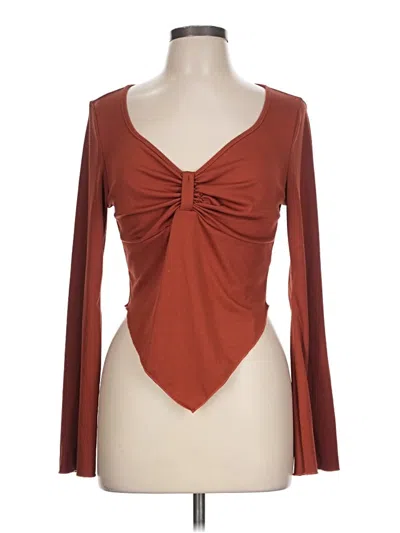 Pre-owned Shein Curve Long Sleeve T-shirt In Brown