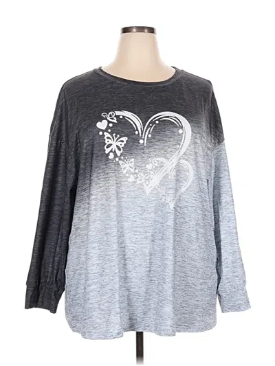 Pre-owned Shein Curve Long Sleeve T-shirt In Gray