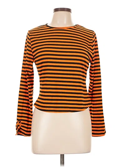 Pre-owned Shein Curve Long Sleeve T-shirt In Orange