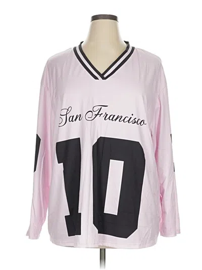 Pre-owned Shein Curve Long Sleeve T-shirt In Pink