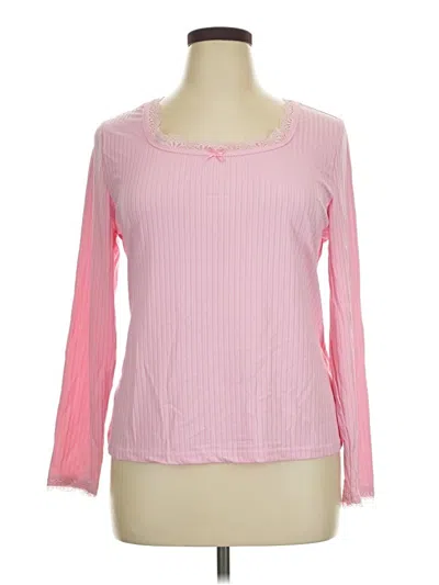 Pre-owned Shein Curve Long Sleeve T-shirt In Pink